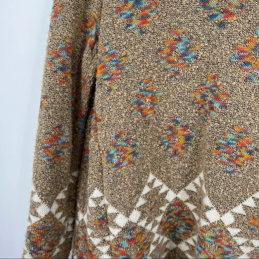 Love On a Hanger Multicolor Western Striped Open Front Beige Knit Sweater - Picture 9 of 11